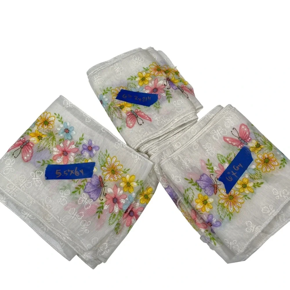 White Fabric Ribbon Butterfly Floral Trim Sheer Cottagecore Boho‎ Spring